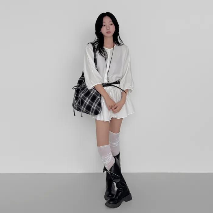 Cozy Check Shoulder Bag _[Black]