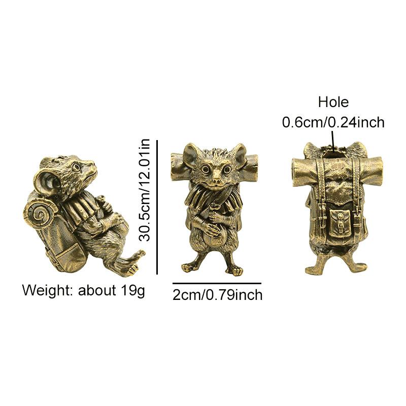 Rat Traveler Brass Knife Beads Animal Mouse Edc Diy Paracord Woven Bracelets Lanyard Pendants Accessories Outdoor Tool Hangings