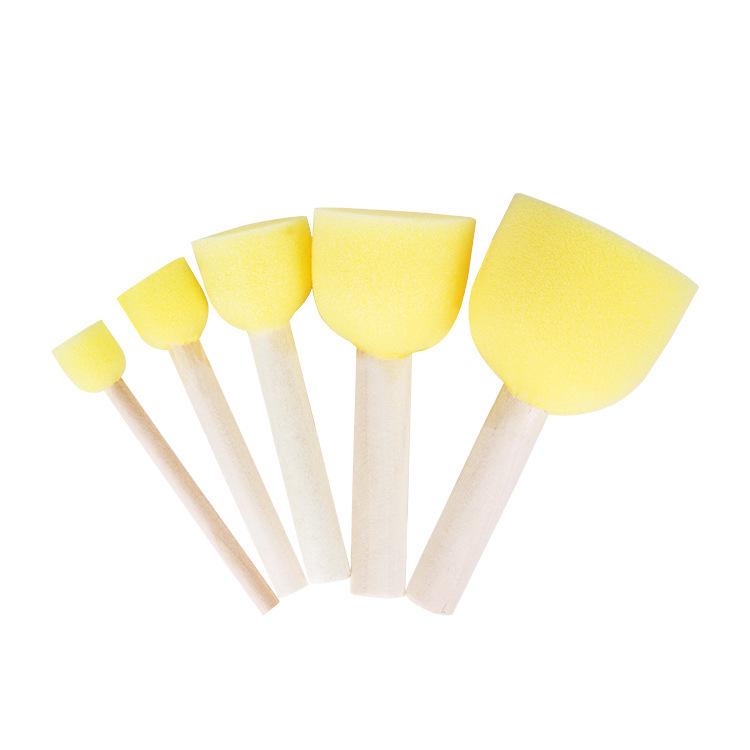Children's Wooden Handle Mushroom Sponge Paintbrush for Art and Graffiti