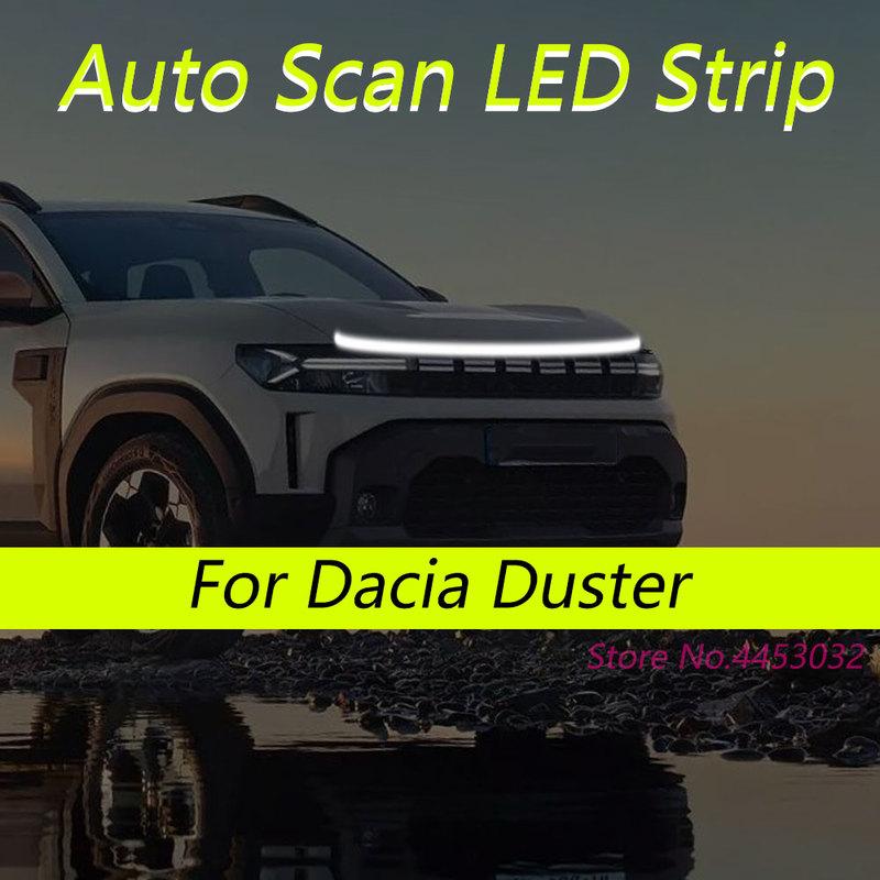 DRL Auto Scan Starting LED Strips For Dacia Duster 2010-2025 Car Hood Light Flexible Headlights Welcome Light 59 Inch White