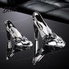 Shiny Transparent Figurine Crystal-Clear Glass Shoe Ornament High Heel Figurine
