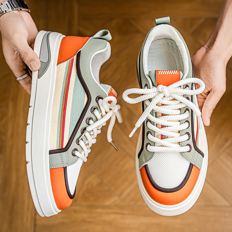 Fashion Men's Breathable Mesh Sneakers Heightening Thick Bottom Summer New Style Student Fashion Versatile Board Shoes Rubber Sole