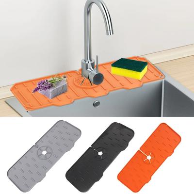 Alfombrilla para grifo, fregadero de cocina, almohadilla contra salpicaduras de silicona, drenaje, parada de agua, Protector de encimera de baño, bandeja de secado rápido