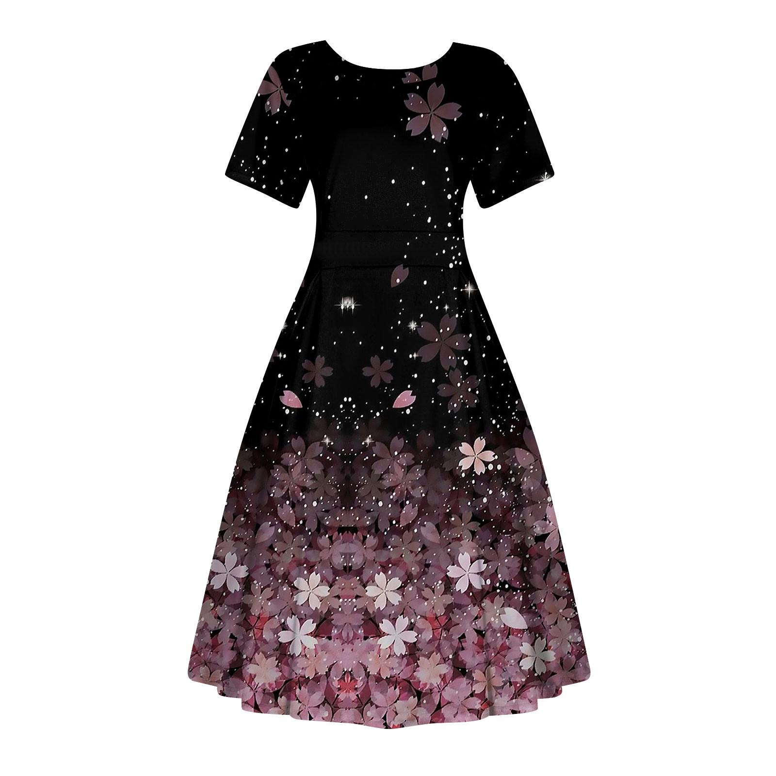 

Женское повседневное модное платье с винтажным принтом, круглые платья миди с коротким рукавом и длинными большими распашными платьями XXXL фиолетовый