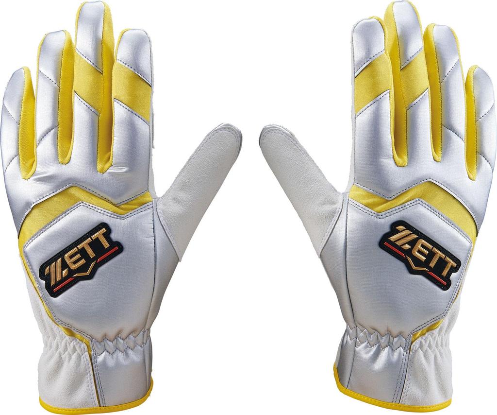 ZETT Pro Status Baseball Baserunning Silver X Yellow Size M Gloves, Ambidextrous, (1353), (BG2091E)