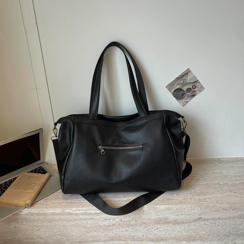 Große Kapazität PU-Tragetasche für Damen, lässige Schulterhandtasche mit Lederbesatz