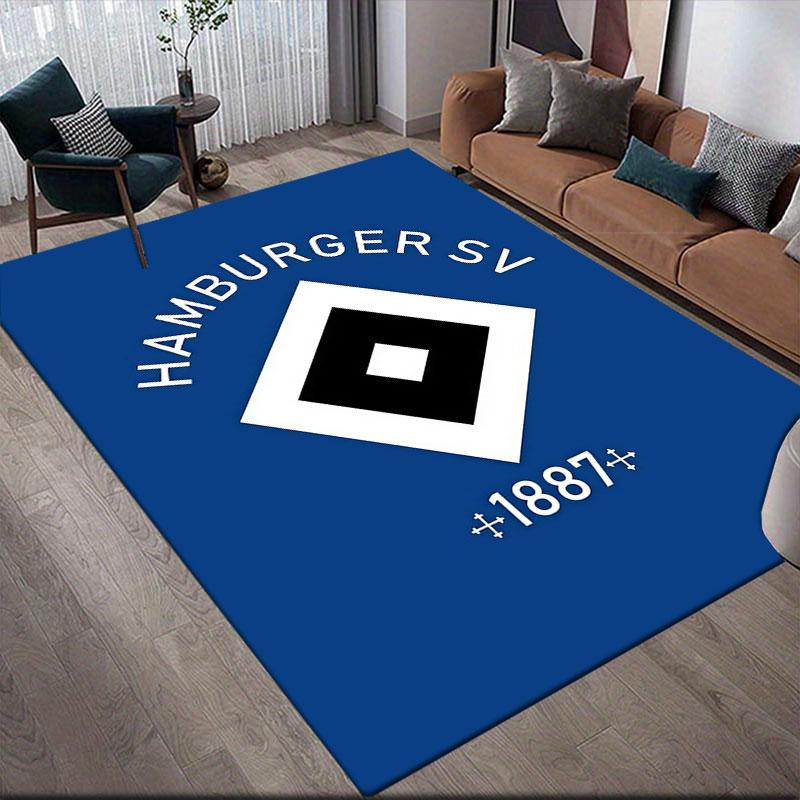 Hamburger SV Printed Carpet, Home Sofa Decoration for Living Room & Bedroom, Non‑Slip Play Flannel Floor Mat for Game Room