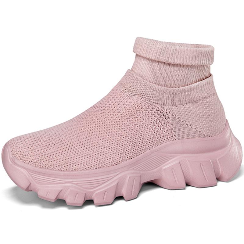 Unisex Sneakers Atmungsaktive hochelastische Socken Dicke Sohle Erhöhen Sportschuhe Damenschuhe