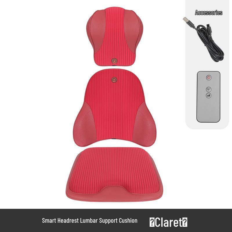 Electric Massage Lumbar Support Pillow - Memory Foam Car Seat Cushion with Remote Control.