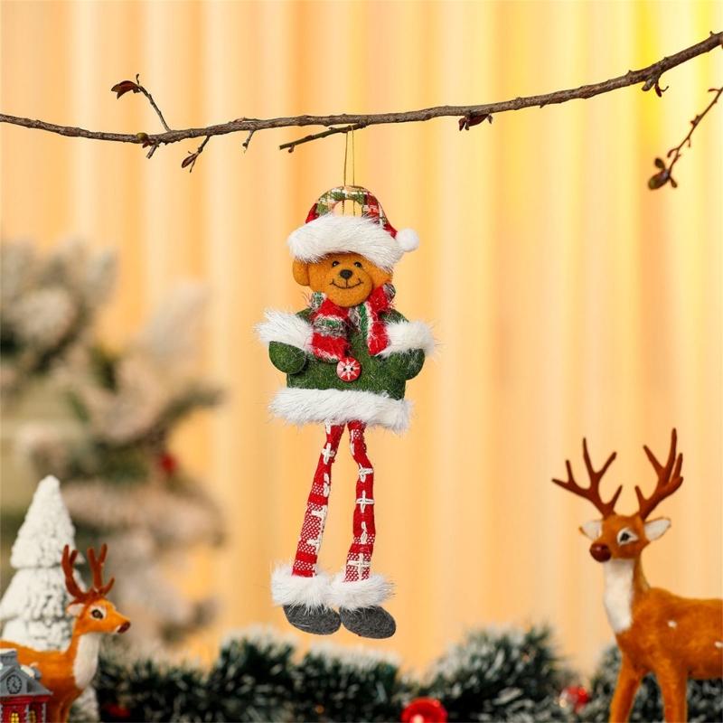 Swingable Doll Christmas Accessories Santa/Snowman/Deer/Bear Figure with Hanging Rope For Indoor Decoration