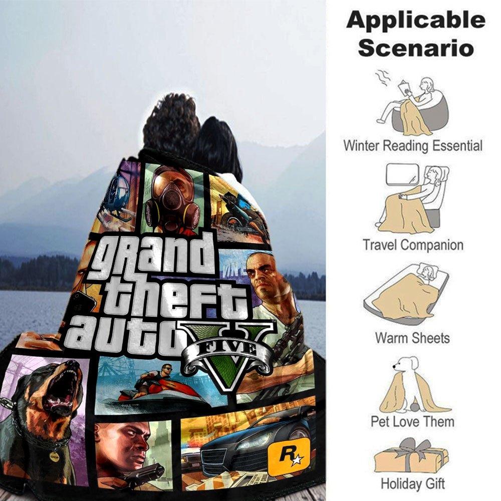 1 Stück Grand Theft Auto Weiche Flanelldecke mit Designer-Print Eine kuschelige Decke für alle Jahreszeiten, perfekt für das Sofa, Bett, Büro