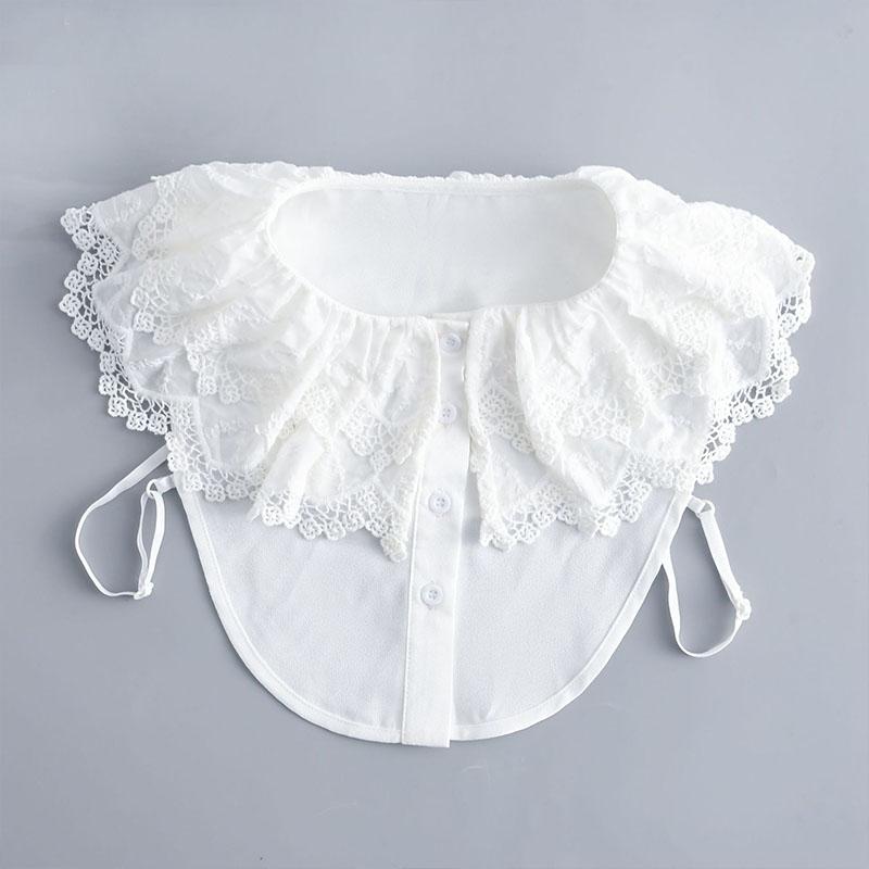 Women Embroidery Lace Detachable Lapel Fake Collar Shirt White Ruffles False Collar Woman Removable False Blouse Nep Kraagie