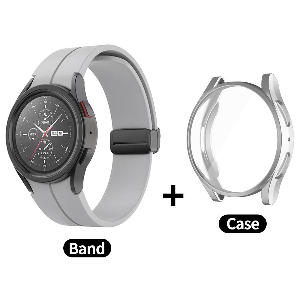 

Case+Band for Samsung Galaxy Watch 4/5/6 40mm 44mm All-Around Soft TPU Protector Cover for Galaxy Watch6 Classic 43mm 47mm Strap for Watch 7 40mm світло-сірого кольору