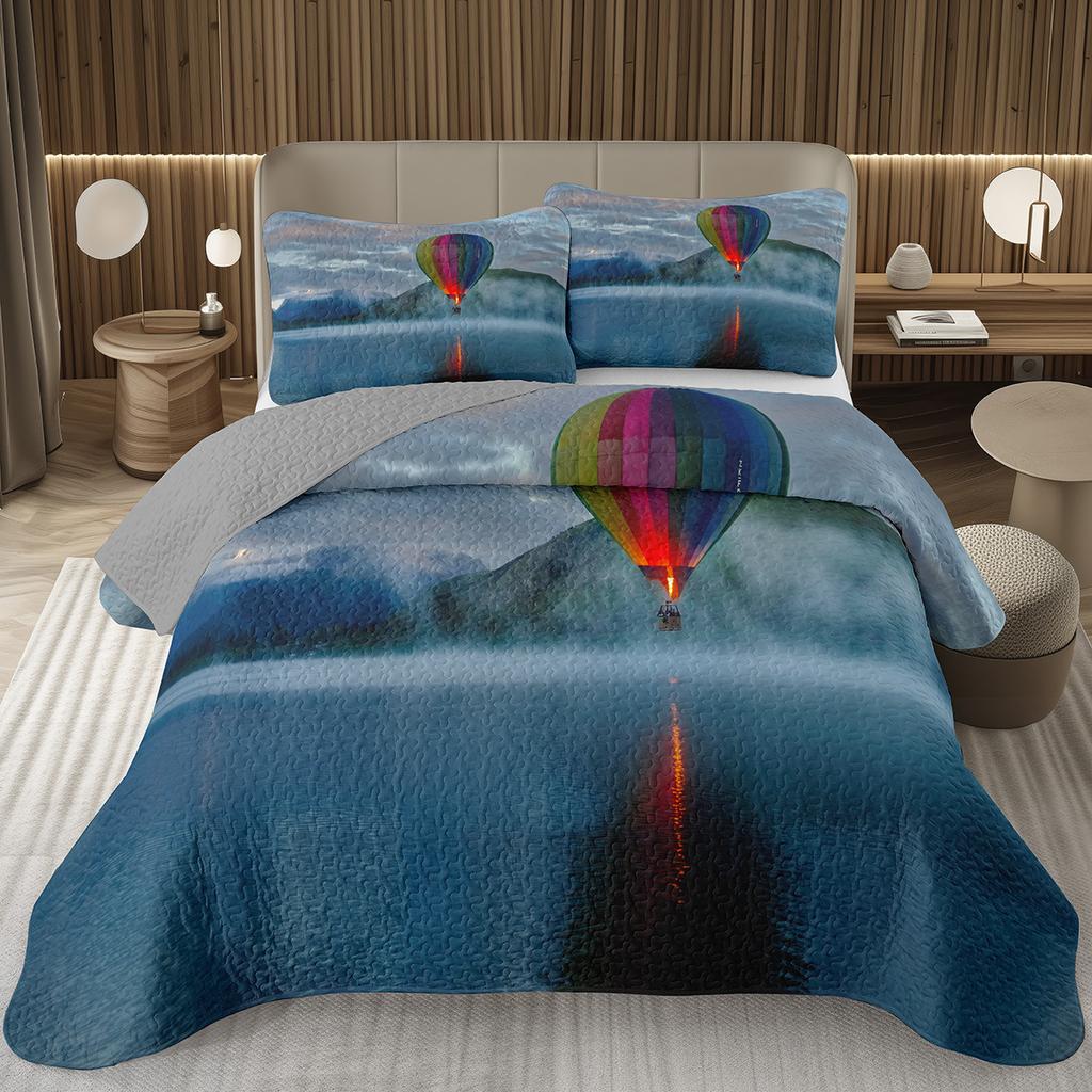 Natural Scenery Coverlet Set Sunset Sky Bedding Set White Clouds Bedspread Set Twin Full Queen Size for Kids Girls Boys Teens