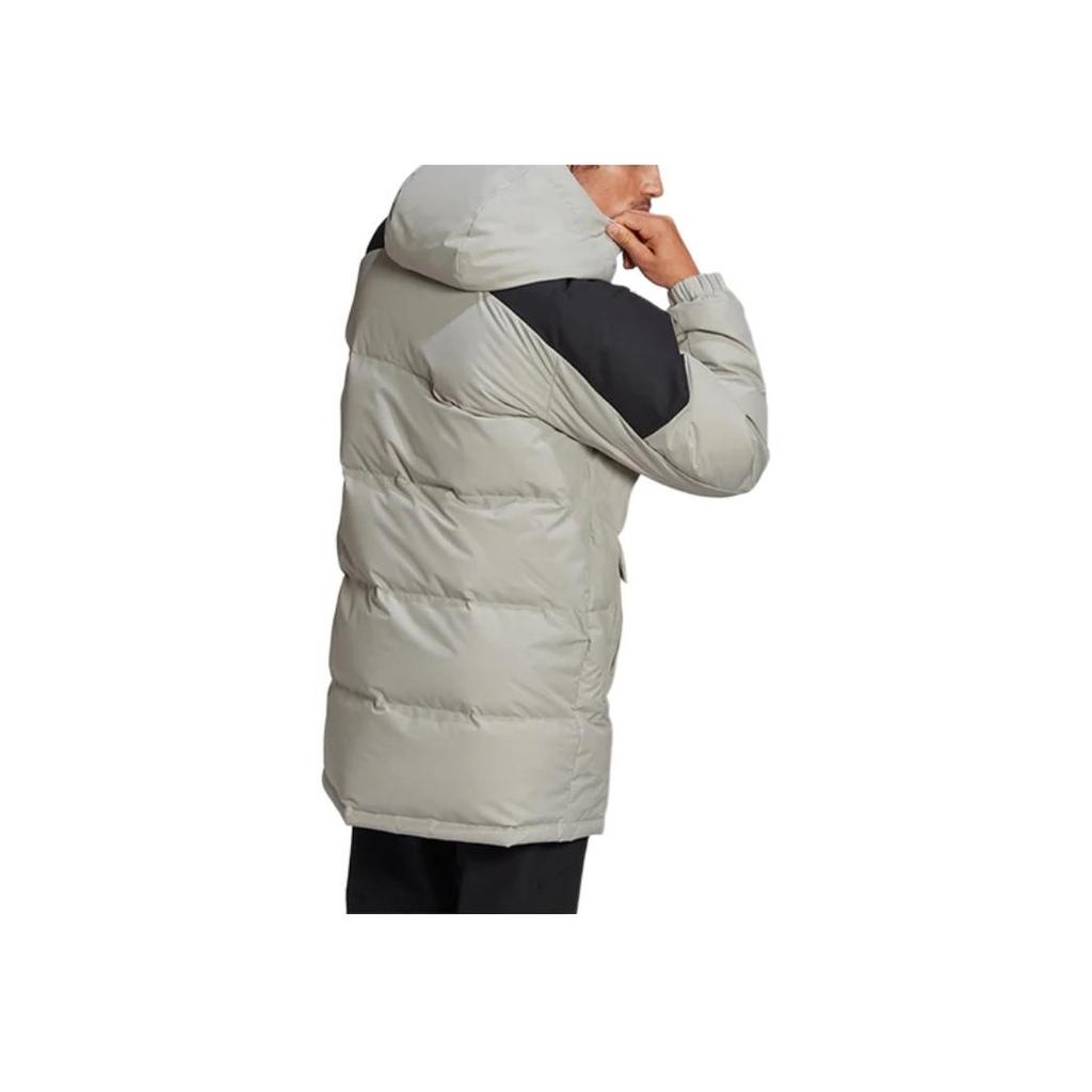 adidas Terrex Colorblock Mittellange Daunenjacke mit Kapuze Herren Oberbekleidung Grau GL7413