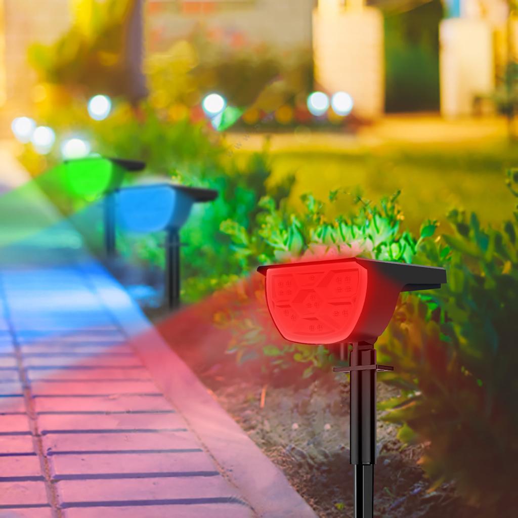 Solar Color Changing Spot Lights Outdoor Waterproof Colored RGB Solar Powered Landscape Lights For Yard Garden Lighting Decor