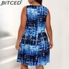 BITCED Women's Fashion Print O-Neck Sleeveless Dress