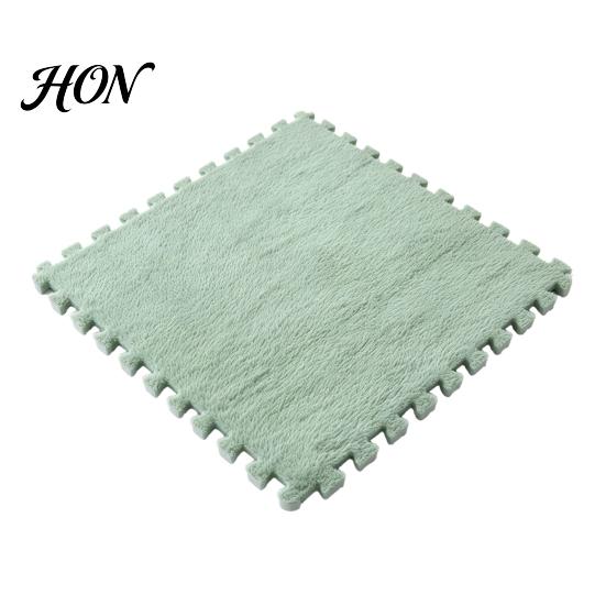 Easy Installation Rugs Plush Puzzle Floor Mat, Interlocking Carpet Tile, Anti Slip EVA Foam Jigsaw Protective Mats for Kids Rug Squares Bedroom
