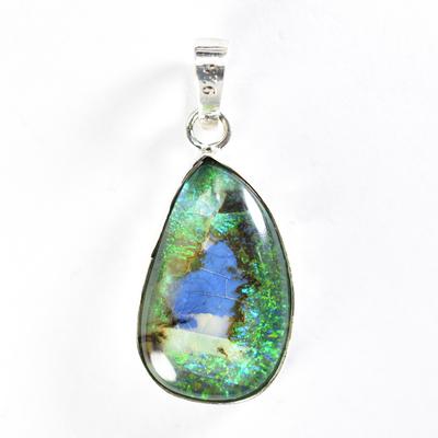 Natural Opal Pendant Aurora 25.65 Ct 925 Sterling Silver October Birthstone for Gem Collections