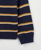 NODU Multi-Color Block Collared Stripe Knit T-Shirt [Navy]