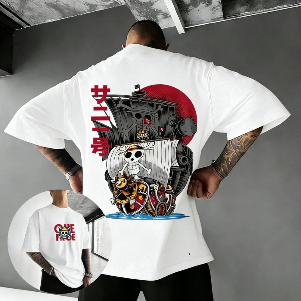 

One Piece Thousand Sunny Sunny Go Dual Print Oversized Anime Streetwear Women And Men T-Shirt 4XL