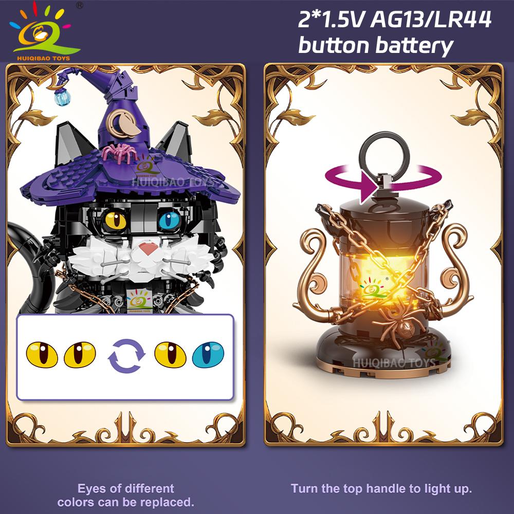 Non-Toxic Halloween Wizard Cat Dog Ghosts Pumpkin Houses Model Building Block Diy Haunted House Bat Bricks Toys For Adult Gift