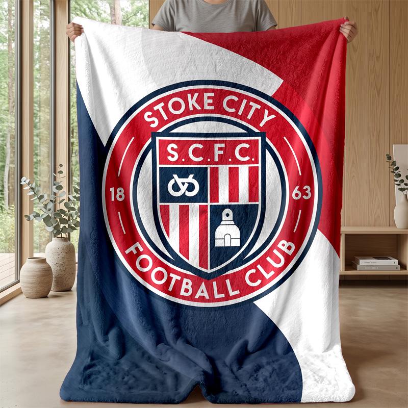 Coperta in Flanella con Stampa Stoke City, Coperta Morbida Calda Leggera per Divano Letto Campeggio