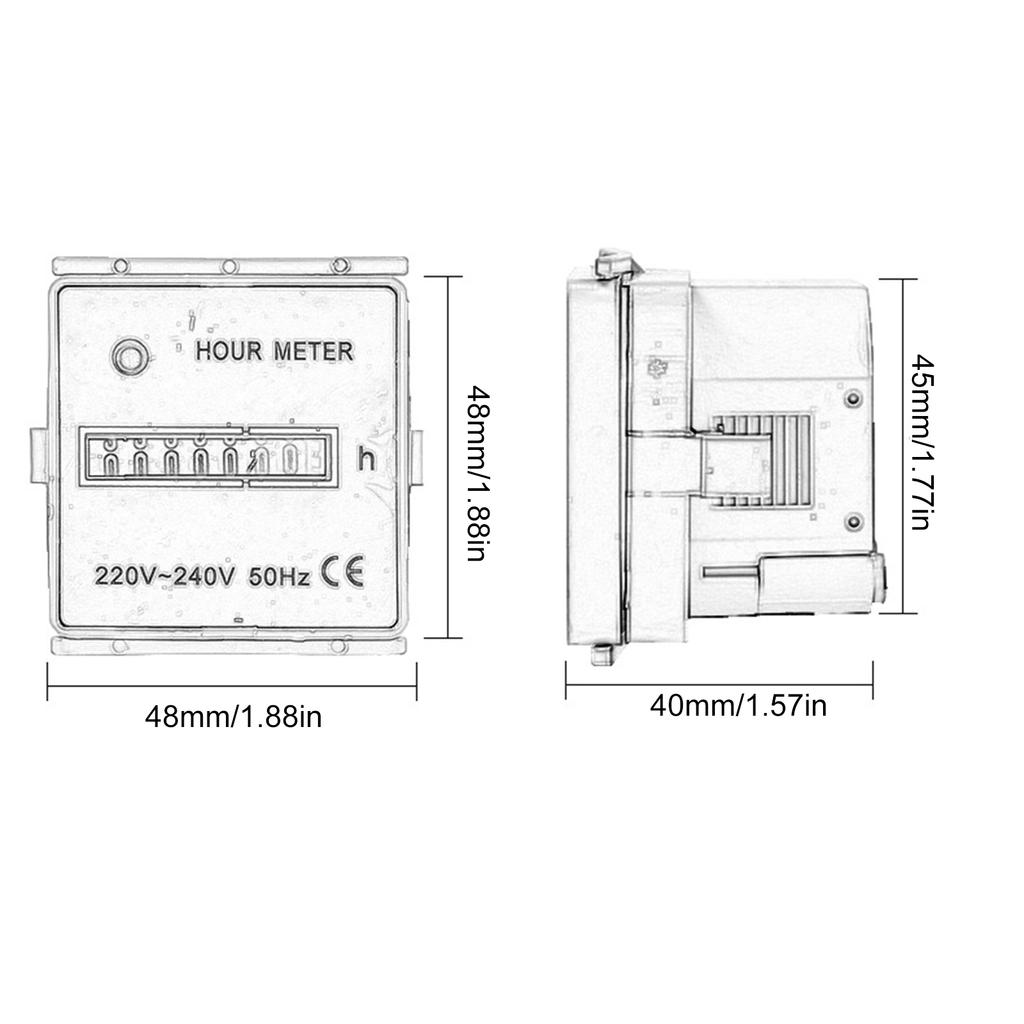 220V-240V Electronic Hermetic Counter Digital Hour Meter Gauge 220V-240V 50Hz Timers Counter for Air Conditioning