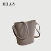 Lychee Pattern Soft Leather Bucket Bag Commuter All-Match One-Shoulder Mess