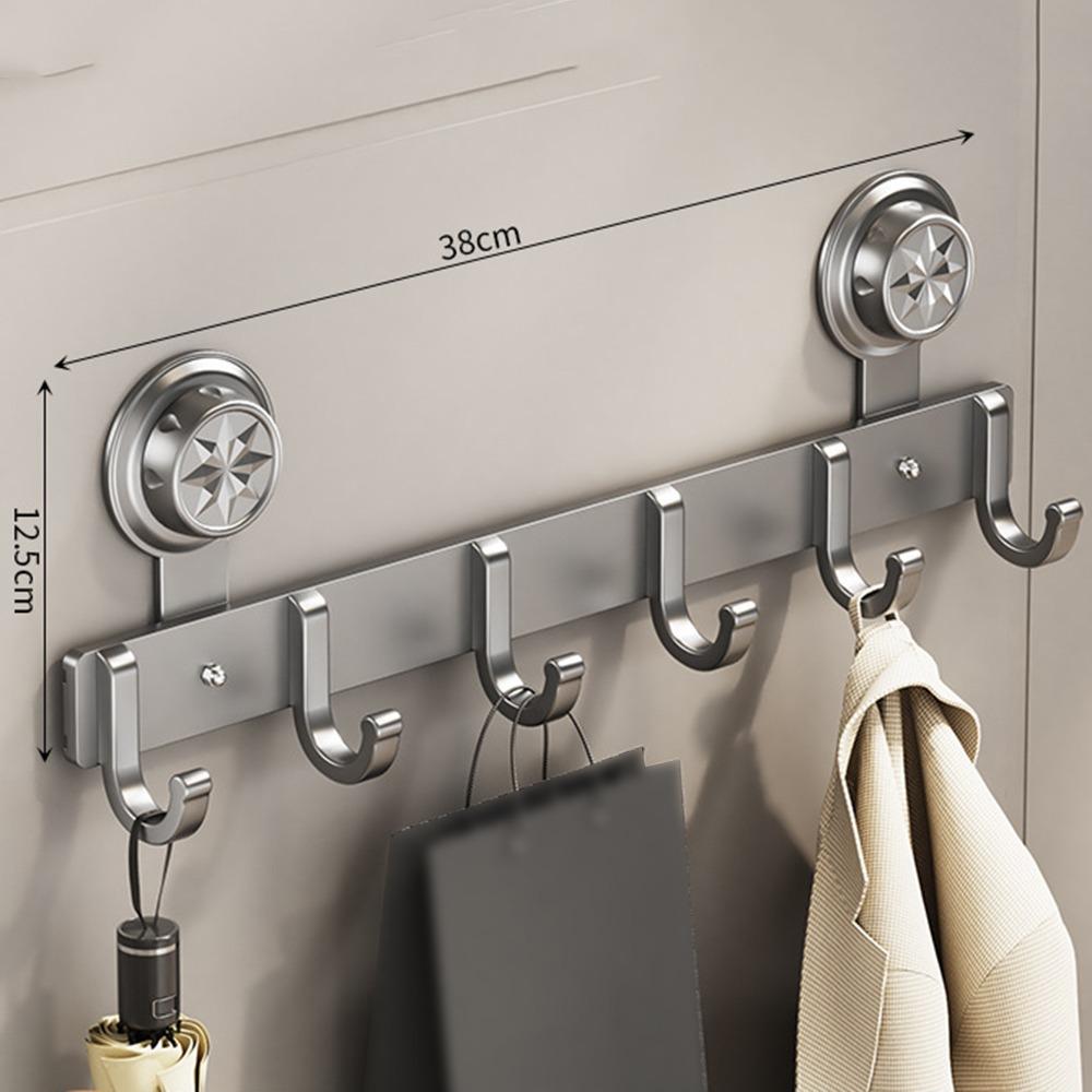Wall Mounted Suction Cup Door Hook 4/5/6/7/8 Hook Hanging Coat Holder Wall Clothes Hanger  Bathroom