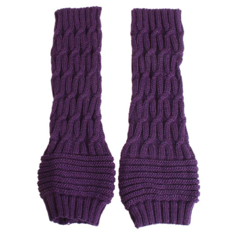 Women's Knitted Long Hand Gloves Warm Embroidered Winter Gloves Fingerless Arm Sleeve Wrist Guard
