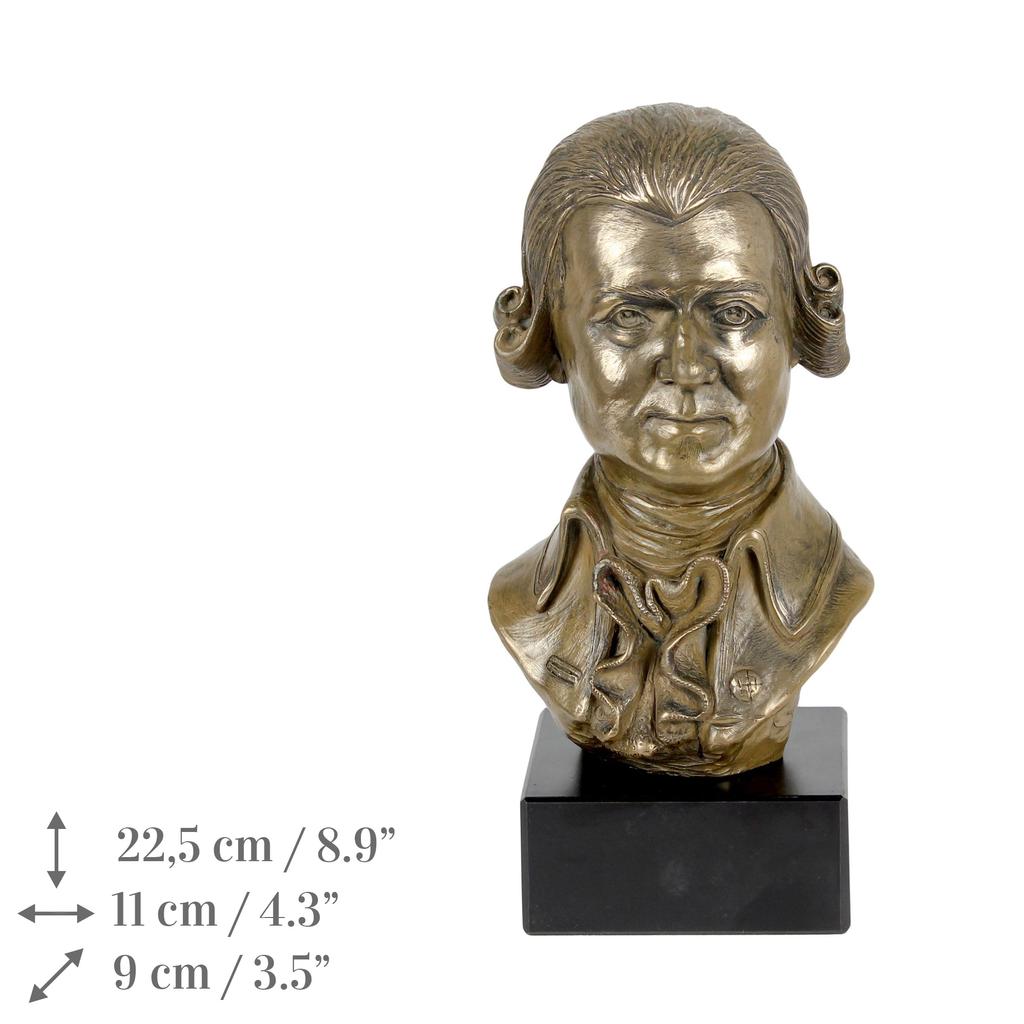 Wolfgang Amadeus Mozart - busto de mármol, estatuilla de una persona famosa, decoración para oficina, escuela y hotel de la marca Art-Dog