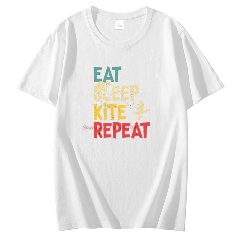 Eat Sleep Kite Repeat Graphic T Shirts Cotton Short Sleeve Tshirts Unisex Summer New Shirts And Tshirts Fashion Print T Shirt