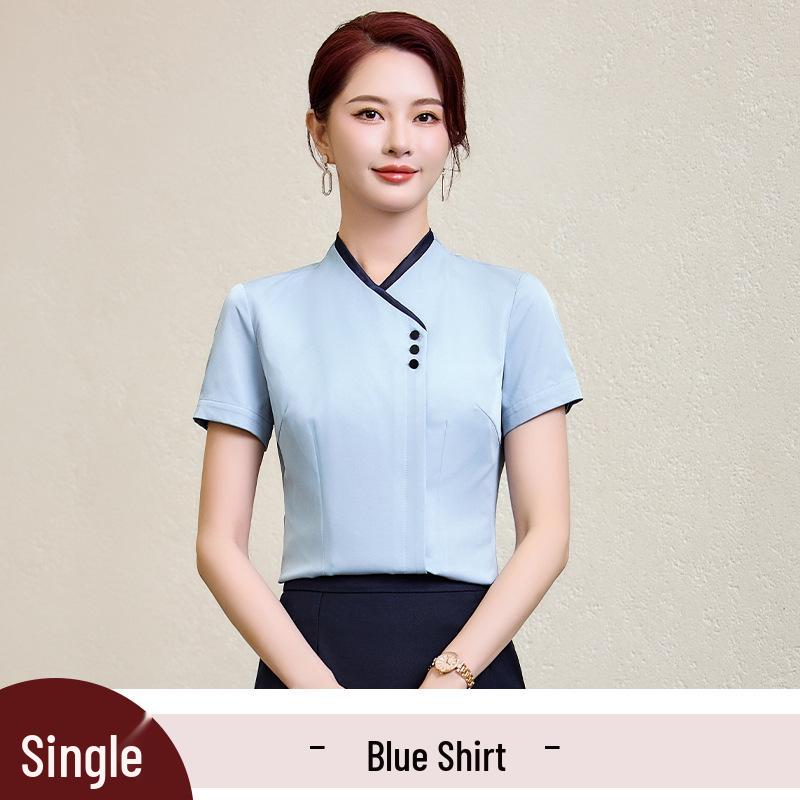 

Женская профессиональная рабочая униформа с коротким рукавом – для работы в отеле, в авиации и в сфере общественного питания S