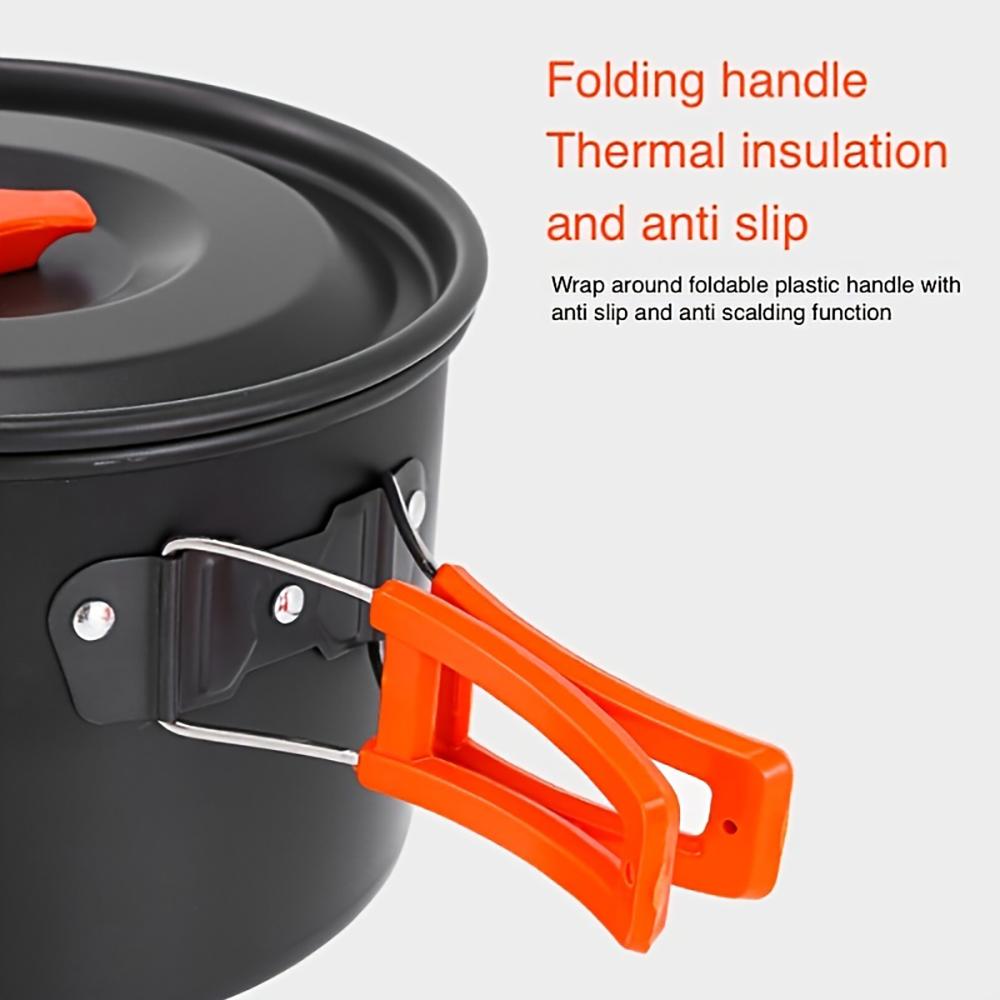Camping Cookware Kit Foldable Outdoor Cooking Utensils Hard Alumina Save Space Equipment Heat-Resistance For 2-3 People Picnic