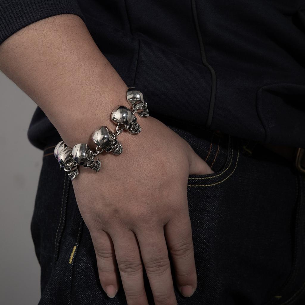 Bracciale Teschio Uomo Stile Hip Hop Punk Diablo Bracciale Halloween Personalità Cool