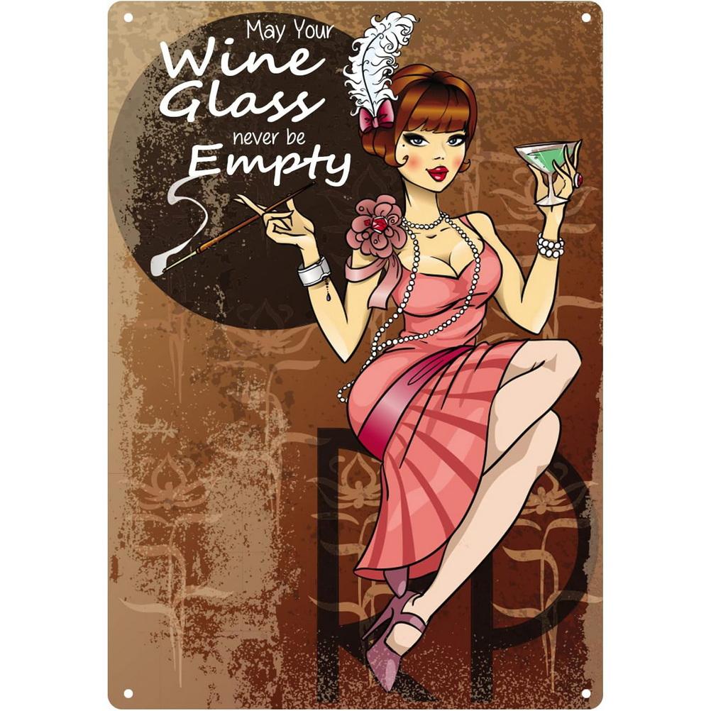 Vintage Pinup Weinmädchen Metallblechschilder Cocktail Martini Fireball Bier Wanddeko für Hausbars Garage Café Clubs Man Cave Pubs