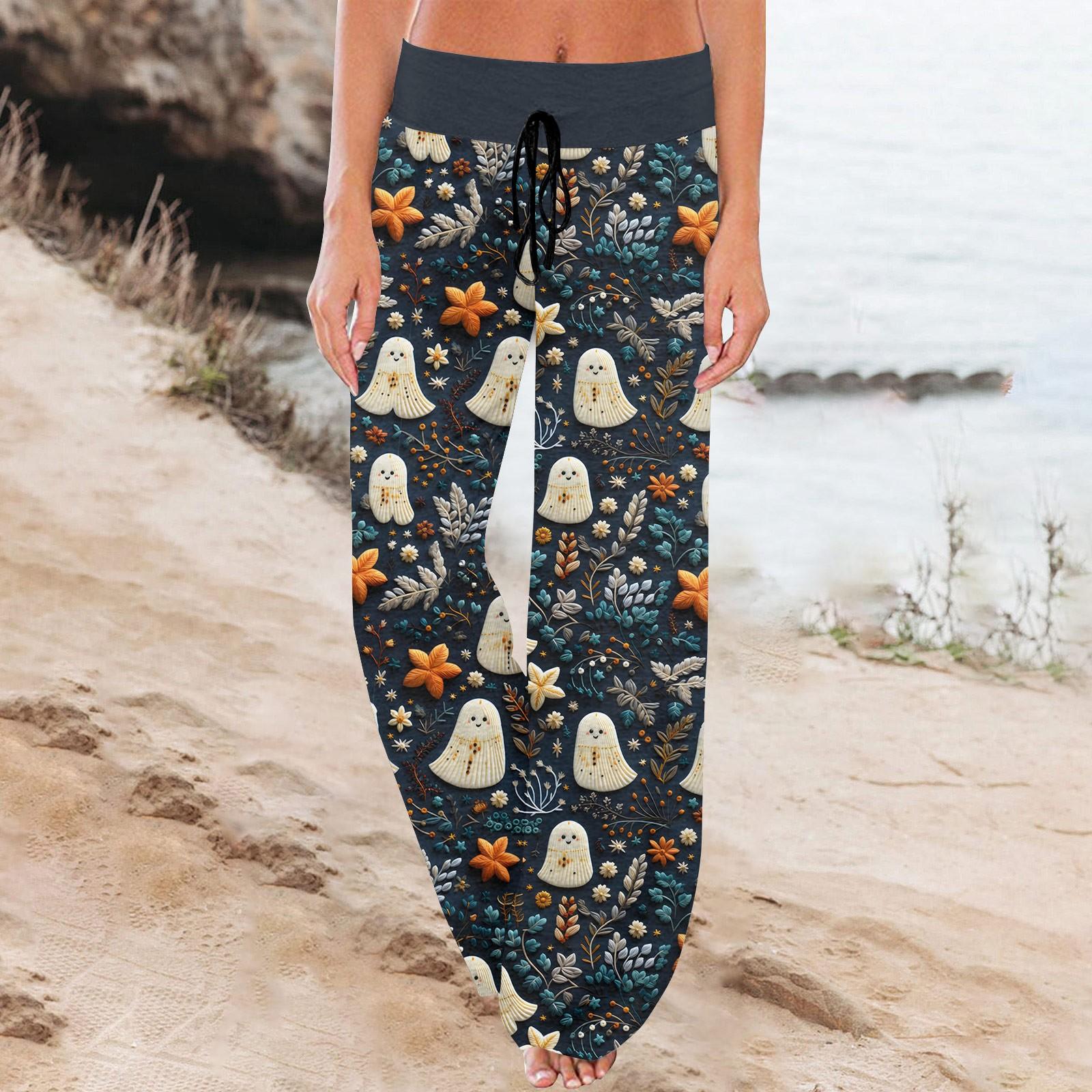 

Женские спортивные брюки, спальные брюки, напечатанные широкие брюки на шнурке, повседневные брюки с карманами XXXL