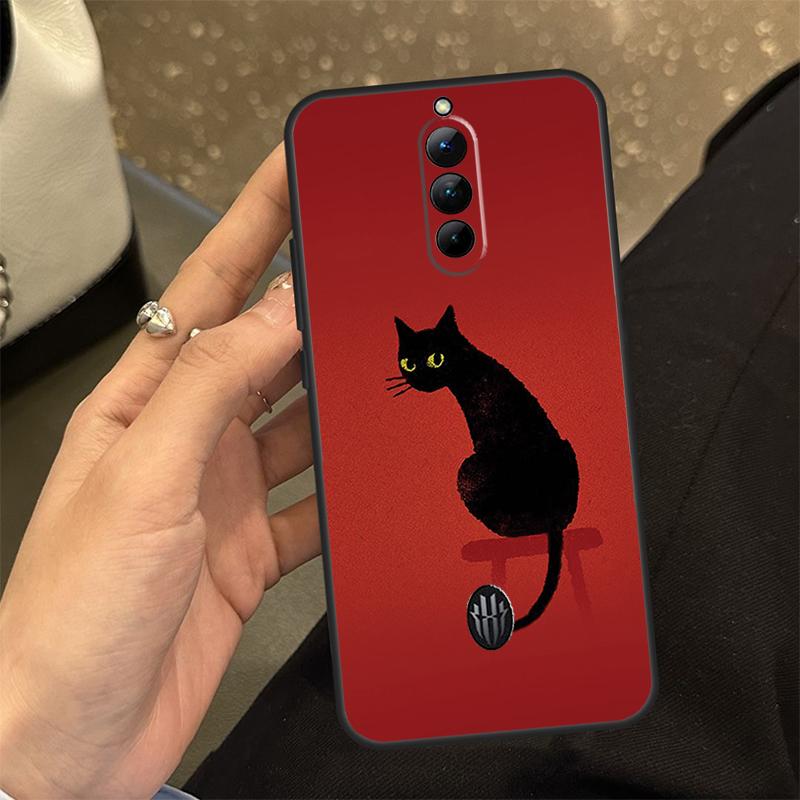 Black Cat Face Kitty Case For ZTE Nubia RedMagic 6 7 6S 7S Pro 5G 6R RedMagic 10 Air 9 8 8S 9S 10S Pro Plus Cover