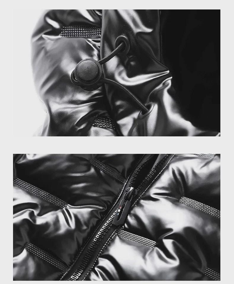 Men's Shiny Hooded Winter Cotton Coat - Korean Style, Trendy, Versatile, and Handsome Design