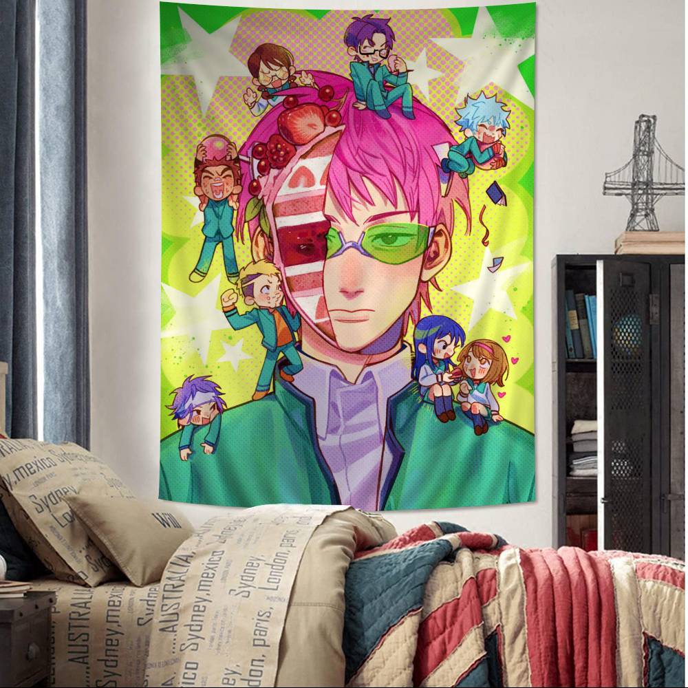 Manga The Disaster Of Nanxiong Saiki K Printed Large Wall Tapestry Art Science Fiction Room Home Decor Decor Blanket