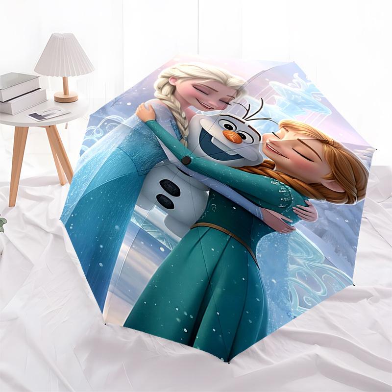 1pz Ombrello Automatico Apri/Chiudi Elsa Frozen Anna, Telaio Resistente a 8 Stecche, Design Compatto Pieghevole, Regalo Ideale per Compleanno/Festività 1179A