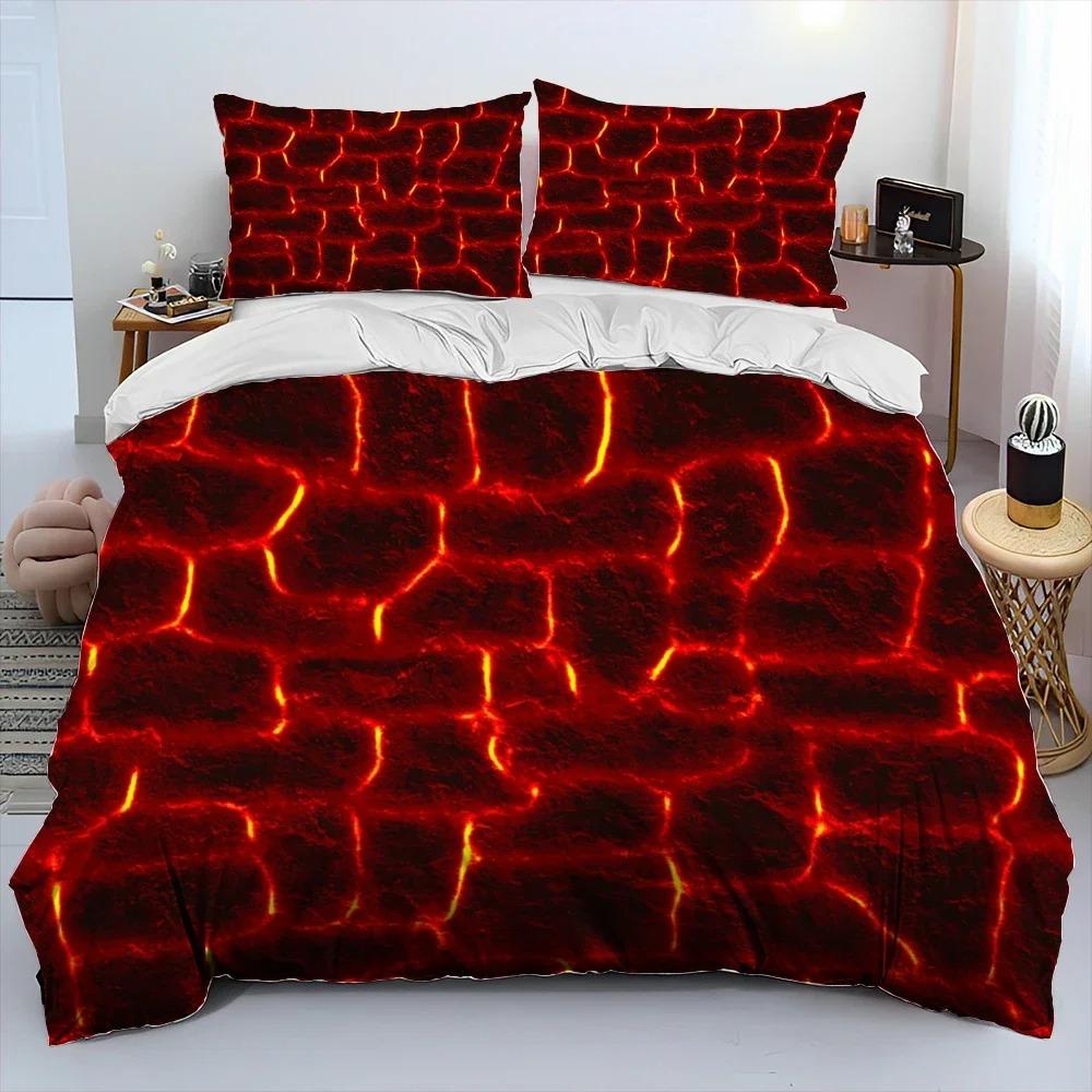 3D Vulkan Lava Magma Bettwäsche Set, Bettbezug Bettwäsche Set Bettdeckenbezug Kissenbezug, King Queen Size Bettwäsche Set Erwachsene Jungen