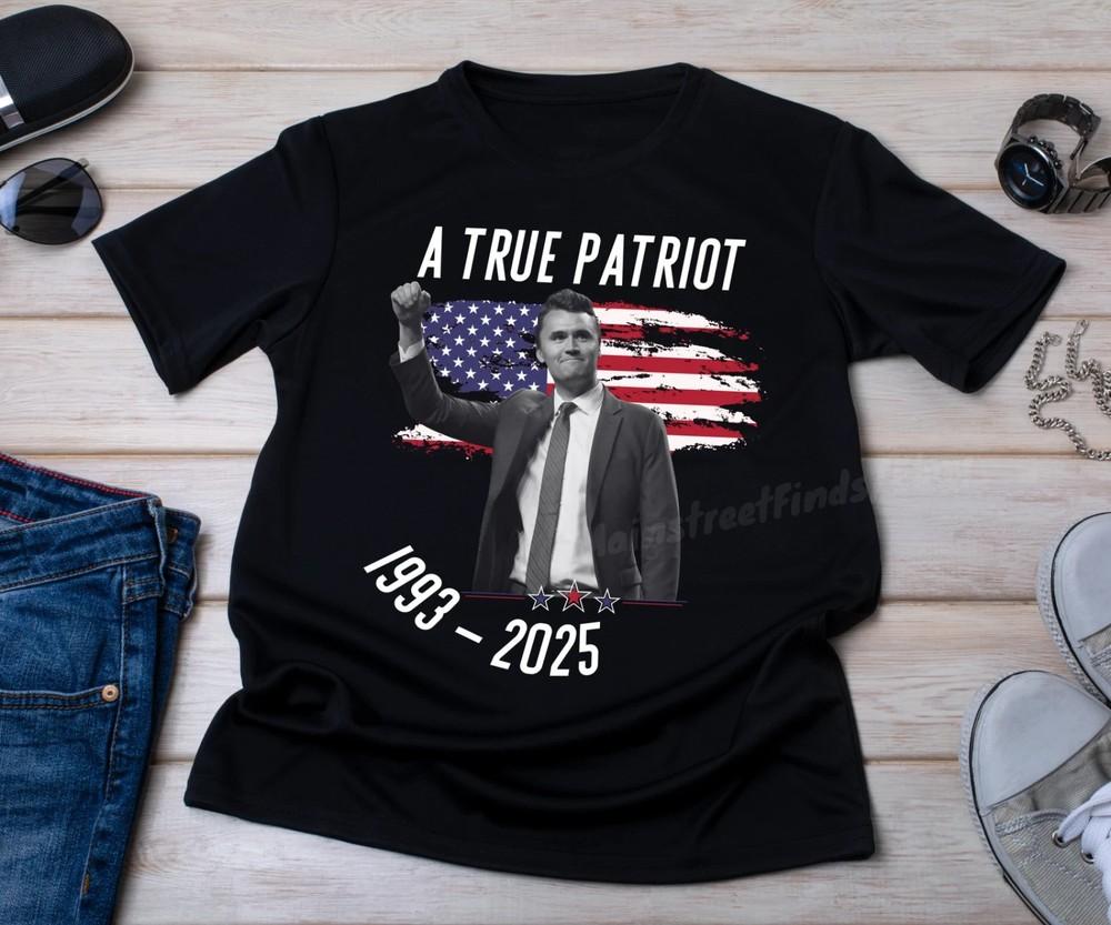 

Charlie Kirk Shirts, A True Patriot T-shirt Saying RIP Memorial 3XL