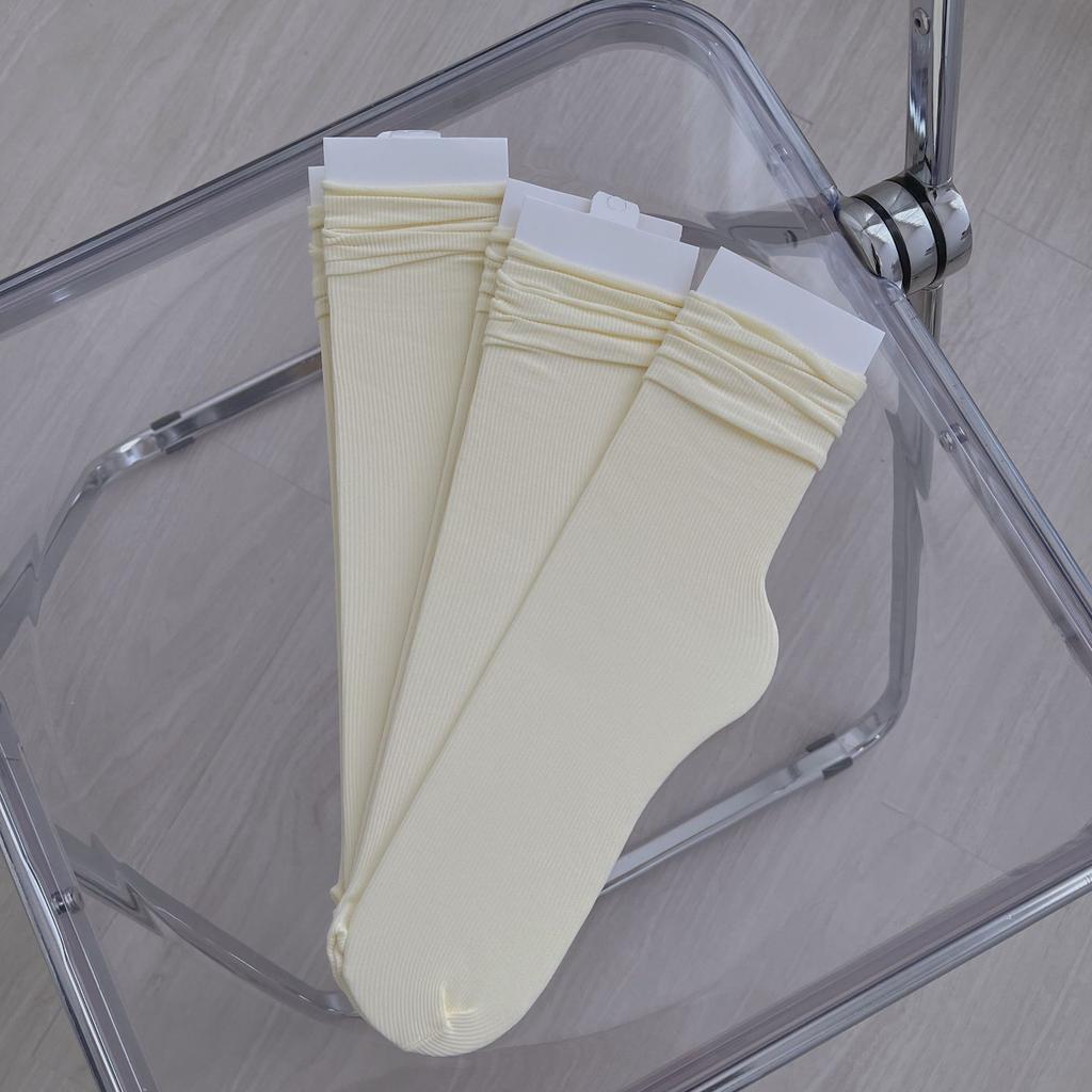 Ice Socks, Medium Socks, Summer Thin Trendy Internet Celebrity White Velvet Outside, Spring And Autumn Long Piles Of Socks