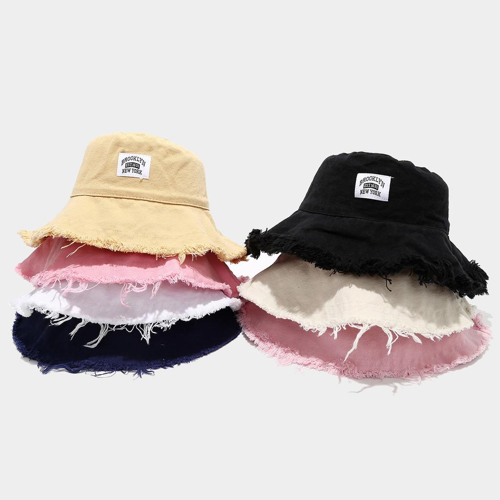 Cappello da pescatore in cotone retrò con ricamo di lettere per stile estivo da spiaggia da donna