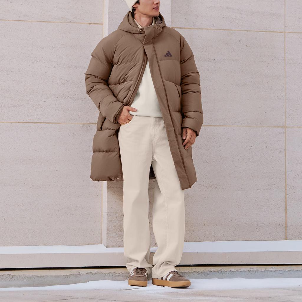 Adidas 600 Fill Casual Mid-Length Warm Duck Down Hooded Letter Long Sleeve Down Jacket Men Outerwear KQ5517