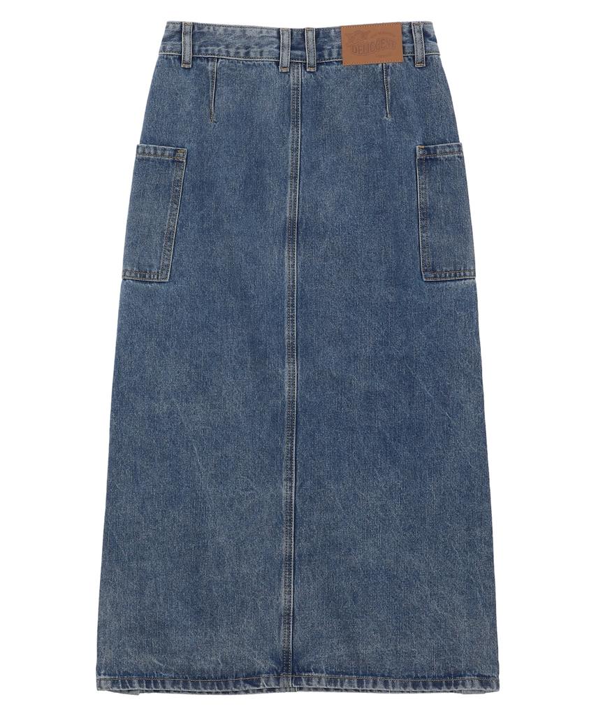 DELICCENT Side Button Denim Skirt [Blue]