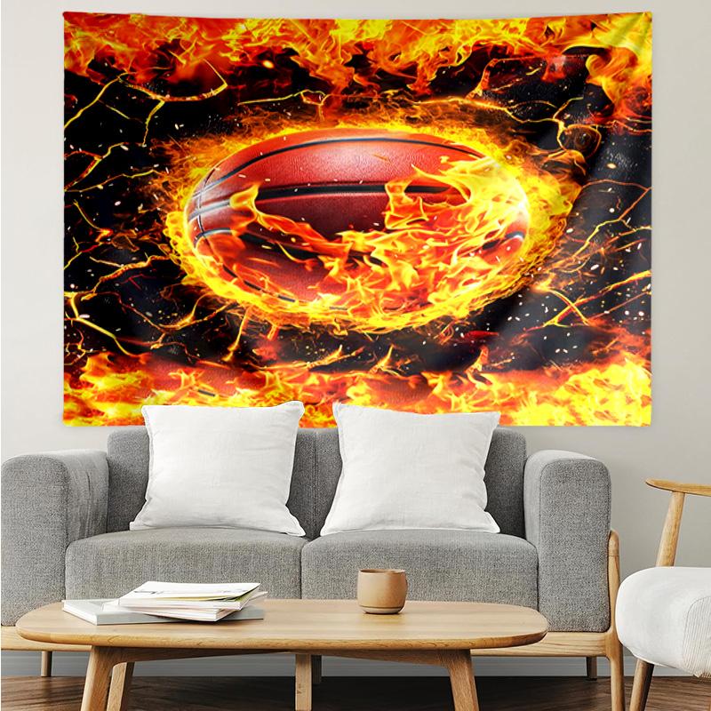 1PC Flaming Football Artwork K-pop music group Tapestry Accessories for Bedroom,Livingroom, dormitory Room Wall Decor Fan Birthday Gifts