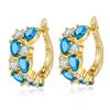 Ohrringe für Damen Schmuck 14K Gold Plated Pendientes Mode Runder Kreis Mosaik Klare Zirkonia Zirkon Stecker DIY Ohrring Schmuck